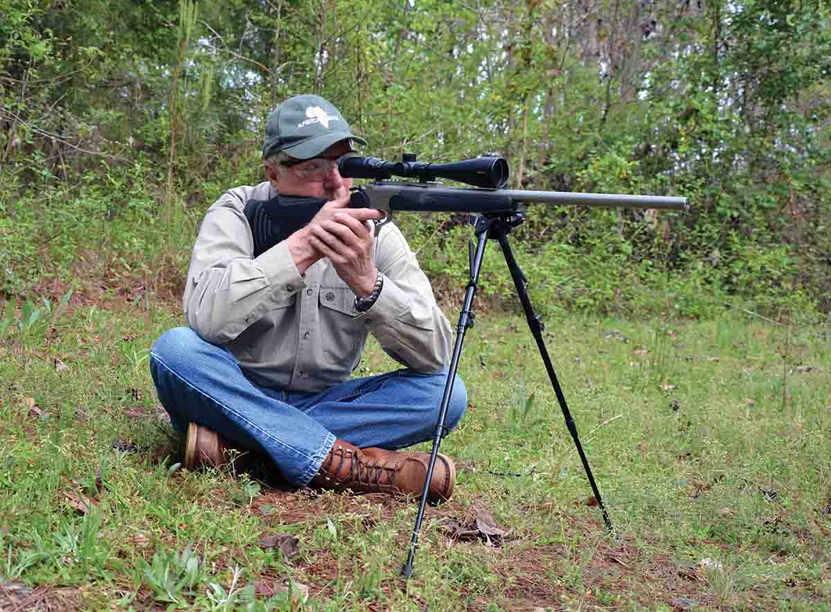 Layne’s SSK Industries custom .225 Winchester Encore has a 26-inch Shilen barrel.